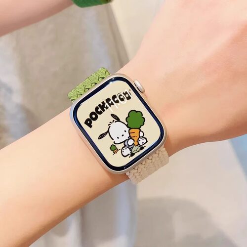 适用iWatchs12表带新款苹果手表S11拼色弹力尼龙编制卡扣表带applewatchS109se华为Fit5创意Fit4小米9Pro夏天 - 图0