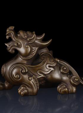 纯黄铜招财貔貅摆件办公室家居客厅装饰工艺品铜貔貅一对礼品摆件