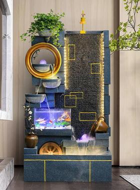 流水摆件循环水招财客厅鱼缸入户玄关加湿器水幕墙喷泉风水轮落地