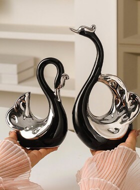 天鹅创意摆件轻奢高档装饰品