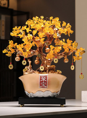 发财树聚宝盆招财摆件开业乔迁
