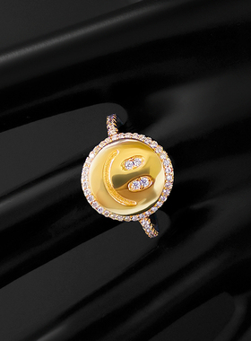 微笑笑脸戒指指环个性小众设计