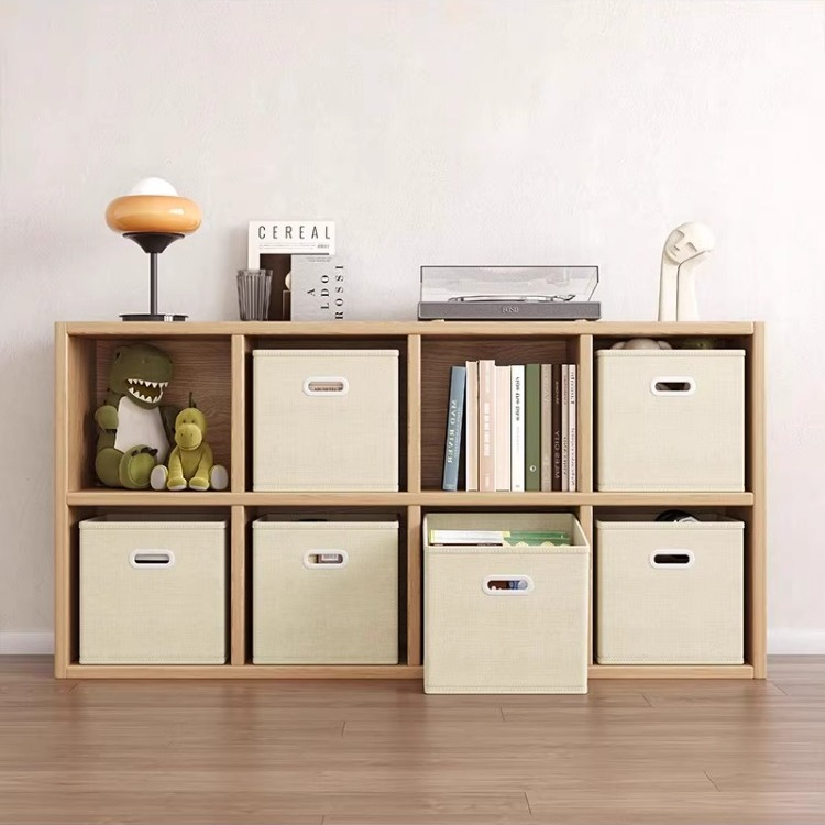 格子柜收纳筐家用仿藤编草编收纳箱书籍杂物衣物整理箱书柜收纳盒 - 图3