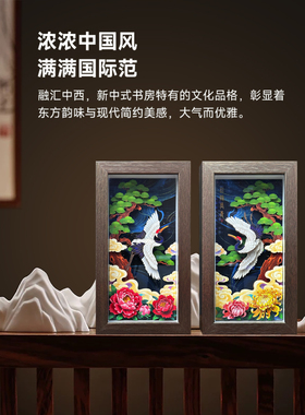 松鹤长青立体纸艺画装饰画客厅