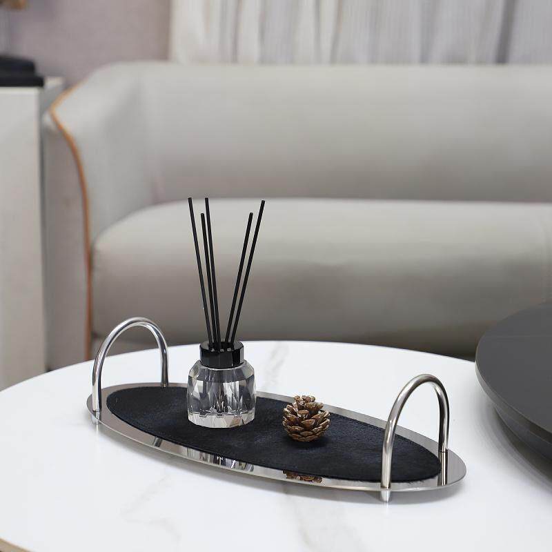 轻奢不锈钢首饰收纳托盘酒店样板间精品摆件马毛皮革香薰盘装饰品,淘宝优惠券,粉丝福利购,淘宝优惠卷