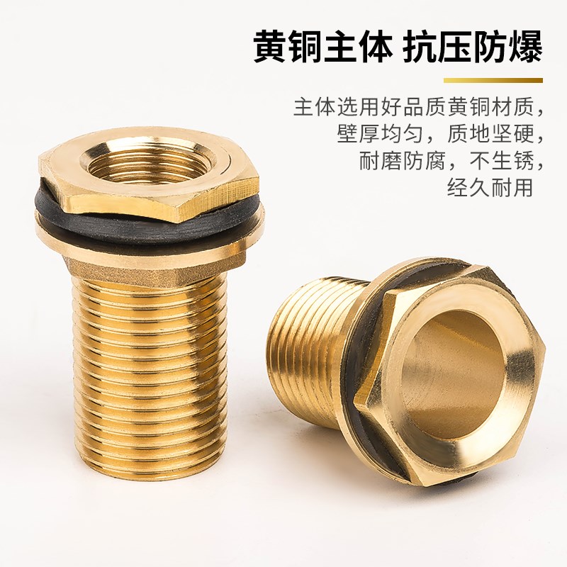 全铜水箱接头水箱水塔鱼缸塑料桶不锈钢桶内丝外丝接口排水4分6分 - 图1