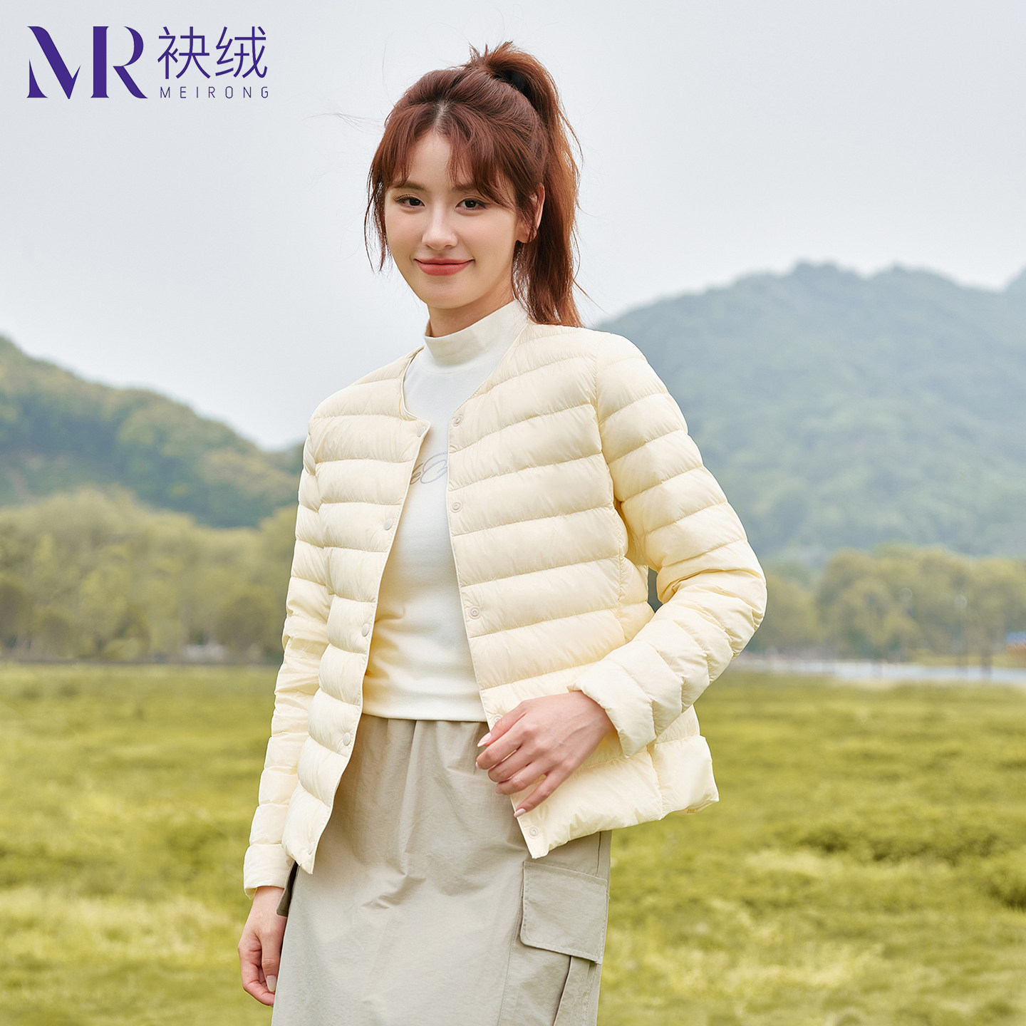 潘晓婷同款袂绒圆领排骨羽绒内胆女2026秋冬轻薄打底内恤保暖背心