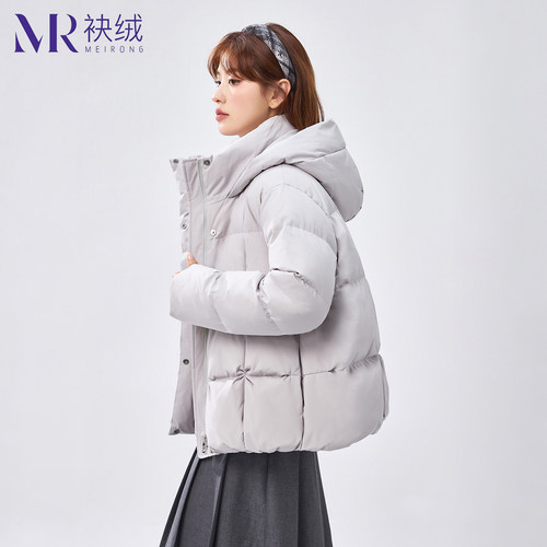 袂绒短款羽绒服女2025新款时尚休闲百搭小个子冬季加厚保暖外套潮 - 图2