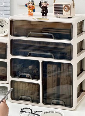 宿舍书桌文具收纳盒可叠加书本手账专用置物架桌面化妆品储物盒子