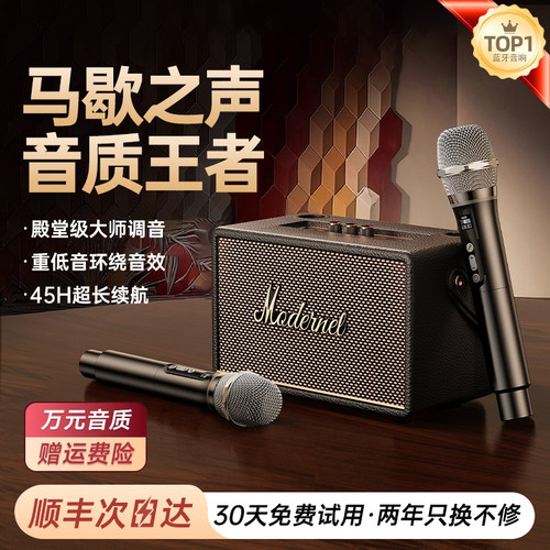 话筒音响一体麦克风k歌家用无线蓝牙音箱家庭ktv唱歌套装卡拉ok - 图0