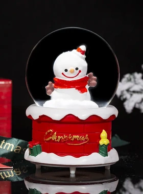 可爱圣诞烟囱送礼带灯水晶球节日礼品家居桌面装饰少儿生日礼物