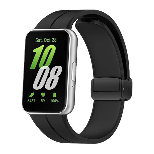 适用三星Galaxy Fit3表带硅胶磁吸折叠扣腕带三星FIT3替换带智能手环R930三星watchfit3表带纯色透气手表带 - 图3