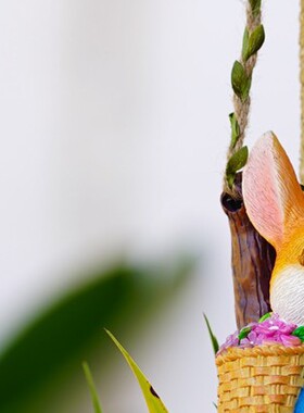 爬梯兔子花园阳台壁挂户外攀爬树上秋千挂件管道装饰幼儿园摆件