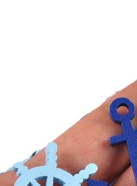 海洋工艺品航海挂饰船锚贝壳吊饰木质幼儿园DIY家居装饰饰品摆件