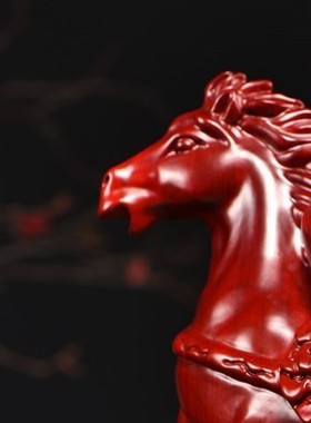 红花梨木雕马上有钱摆件实木质马到成功家居客厅办公装饰工艺礼品