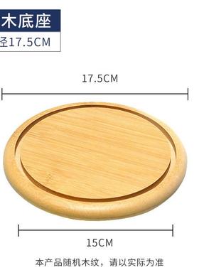 日式竹木底座展示罩密封罐