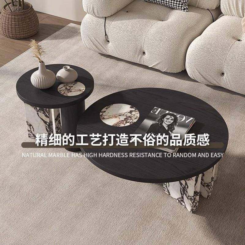 意式极简宝格莉岩板圆形茶几中古风设计师高级感茶几高低组合,淘宝优惠券,粉丝福利购,淘宝优惠卷