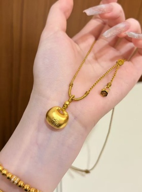 卡纯诗仿金沙金黄金色小胖福毛衣链吊坠项链毛衣链女锁骨链国潮