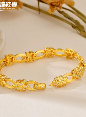 沙金新中式古法玲珑镂空树叶手链