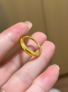 卡纯诗仿真金单依纯同款简约百搭黄金色素圈面包戒指女高级感指环