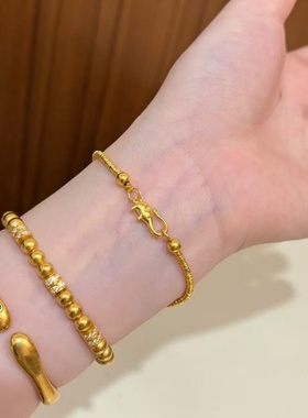 卡纯诗仿真金古法泡泡金珠手链黄金色沙金手串高级感高颜值精致