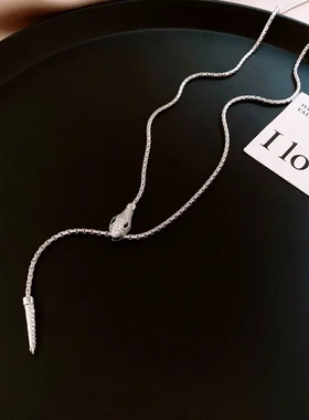 欧美夸张锆石蛇形可调节项链时尚长款毛衣链轻奢高级感项饰女