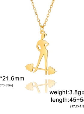 新款运动休闲风健身女孩哑铃吊坠女生锁骨项链颈链生日礼物