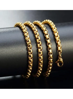 时尚质感钛钢链条 不锈钢方珍珠链项链男女配吊坠链子 hg002