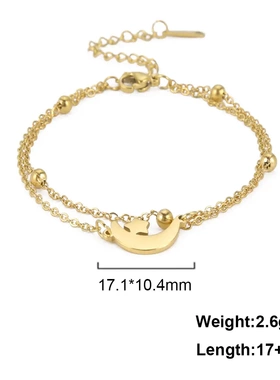 欧美流行新款双层光珠手链简约甜美不锈钢弯月星星手链工厂直销