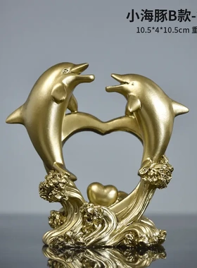 新品创意浪花海豚树脂雕塑摆件花园家居庭院装饰工艺品小摆件