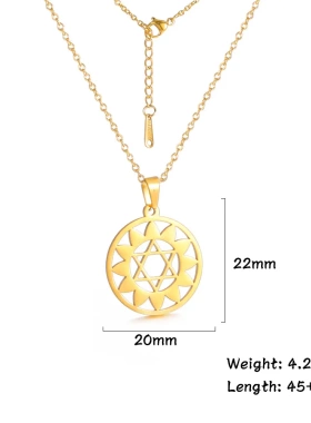 热销304不锈钢镂空太阳花五角星吊坠锁骨链简约短款花朵配饰