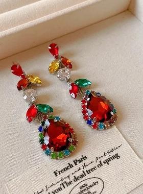 多巴胺镶钻锆石树叶水滴项链时级感气质锁骨链礼服项饰女