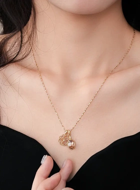 小众镂空花朵椭圆形吊坠项链轻奢高级感锁骨链时尚气质百搭项饰品