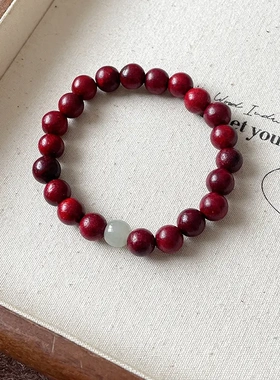 新中式血檀木优化玉串珠手链轻奢高级感手串复古精致新款手饰