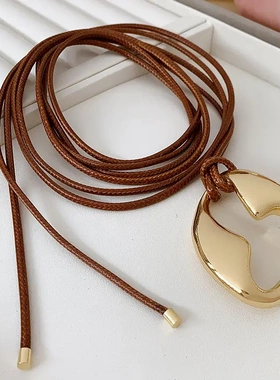 欧美不规则圆形绑带吊坠项链简约冷淡风锁骨链个性气质项饰女