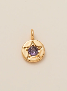 12月花锆石五角星圆形彩色锆石吊坠生辰石十二月项链保色