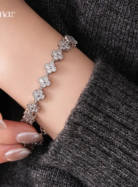 超闪花朵锆石卡扣手链轻奢高级感手环精致时尚新款百搭手饰女