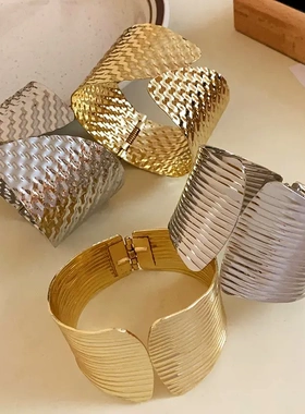 欧美夸张金属开口手镯小众气质冷淡风手环时尚轻奢高级感手饰