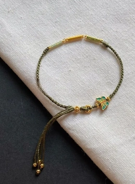 2024新款烧蓝滴油手绳绿色时尚百搭好运手链古法珐琅饰品