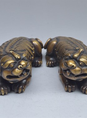 纯铜实心貔貅神兽摆件一对客厅玄关办公室桌面装饰工艺品乔迁礼物