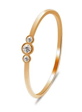 欧美wish热卖气质简约镶嵌三颗钻铜锆石关节戒指 直销饰品