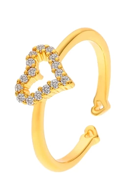 欧美ins满钻镂空爱心戒指女 时尚气质心形几何开口食指戒网红戒子