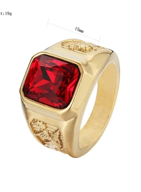 r0431-09 新款饰品 欧色龙凤宝石钛钢戒指 时款