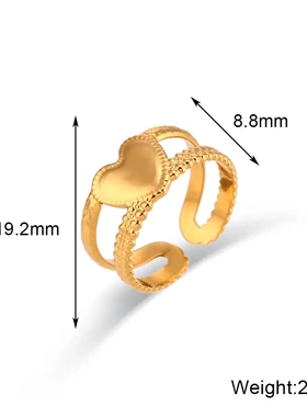 欧美ins时尚简约轻奢组合手饰饰品不锈钢镀18k金镶锆指环戒指女