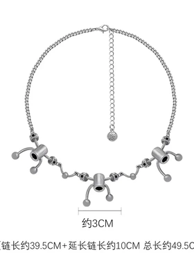 银灰色机器人戒指女开口高级感指环轻奢风个性手饰品