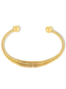 气质网红个性钛钢手镯高级小众牛角弹簧扭线字型不锈钢女