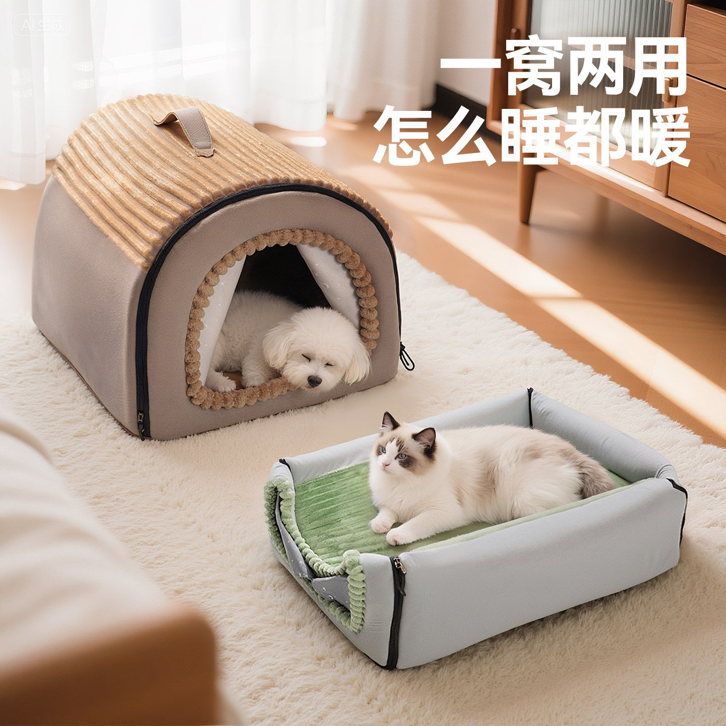 猫窝四季通用冬季保暖封闭式猫房子帐篷猫屋安全感冬日可拆洗狗窝,淘宝优惠券,粉丝福利购,淘宝优惠卷