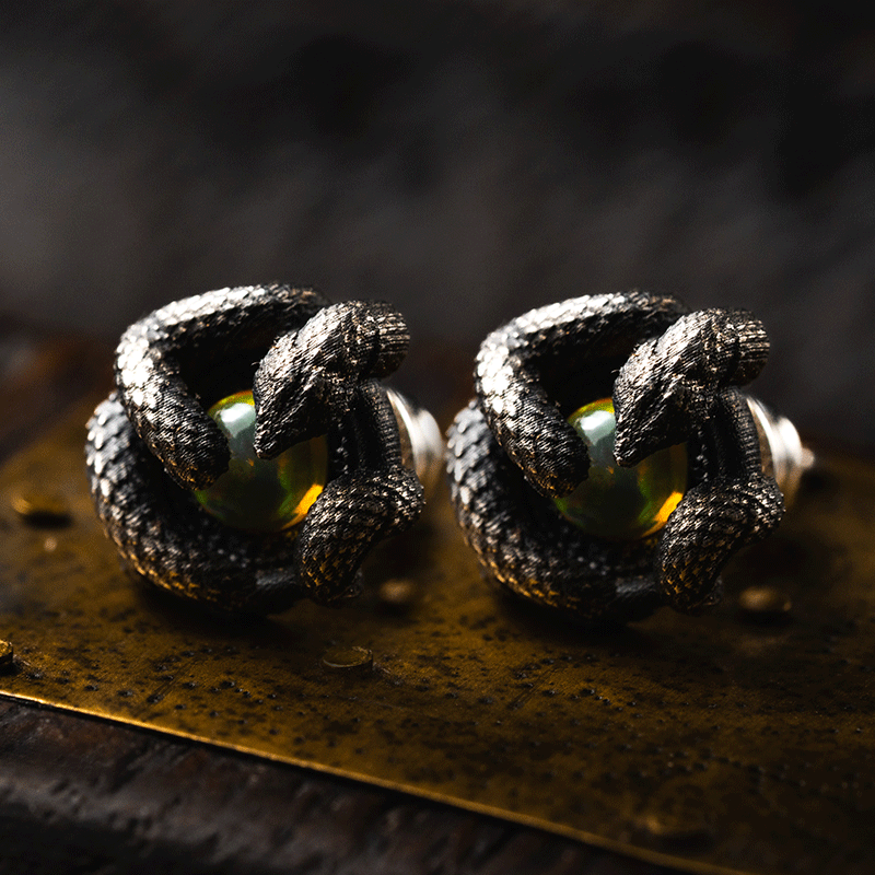 EYEVOLVE新款925银美杜莎之眼耳钉复古立体灵蛇高级感痞帅耳环,淘宝优惠券,粉丝福利购,淘宝优惠卷