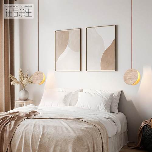 2024新款创意床头吊灯中古餐厅橱窗氛围设计师吧台侘寂奶油风 - 图0