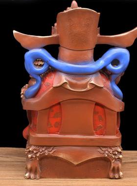 宏达 黄铜彩绘如意聚宝盆 铜器财神佛像摆件